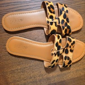 J. Crew Leopard slide sandals